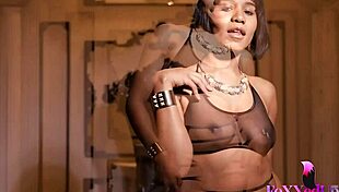 Jenna Foxx licks her wet finger post-fingering in sexy stockings tease?