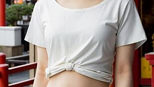 Cute Chinese models tease in Chinatown lingerie barefoot