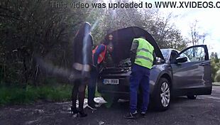 Broken car nuria millan wrecked in 5on1 gangbang atm dap gapes