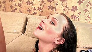 Violet Moon's Shaved Ass Swallows Monster Cock To Mouth