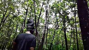 couple heads to forest for wild ass licking deepthroat and submissive gagging