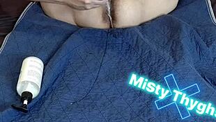 Chubby BBW stepmom squirts wildly on fat dildo toys