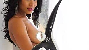 Ebony Babe's Hairy Pussy Smashed by Monster Cocks in Interracial Garage Gangbang