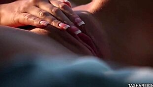 Tasha Reign flaunts juicy big tits pussy lips in sexy lingerie