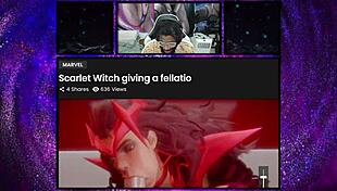 Marika's bald pussy takes scarlet witch blowjob then machinist dildo deepthroat cumshot