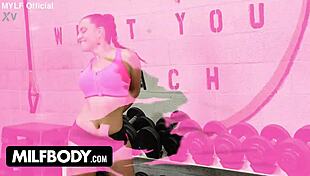 sandy love works out with nicky rebel then gets fucked doggystyle by the milfbody star