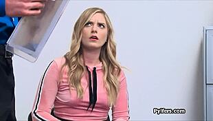 Blonde Suspect Swallows Deep Then Rides Cock Hard In Back Office