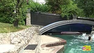 Blonde and Brunette Babes' Pool Kisses Ignite Tight Pussy Passion