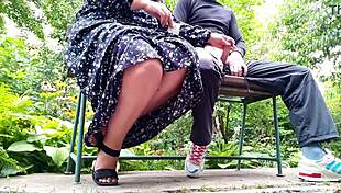 MATURE BBW MILF FLASHES Saggy Tits Trains Handjob Before Outdoor Fuck