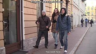 steamy pickup threesome FUCK for cash ends in hot FACIALS!