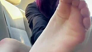 teen sneaks anal dildo joi feet play in car gets caught outdoors