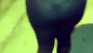 curvy mature whore flashes huge ass in see-through leggings on street