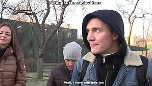 steamy pickup threesome FUCK for cash ends in hot FACIALS!