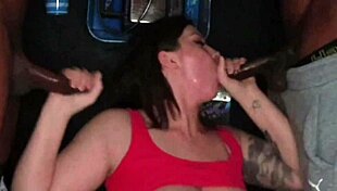 we throat fuck stepmom at phone booth, homeboy joins sloppy bbc gagging!!
