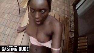 ebony tinder babe teases cock on first date