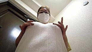 married japanese bride masturbates desperately in entrance hallway