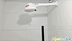 Brazilian milf pays repairman with big pussy lips stretched wide in bisexual interracial fuck