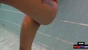 amateur teen couple starts foreplay in public pool then bangs hard outdoors