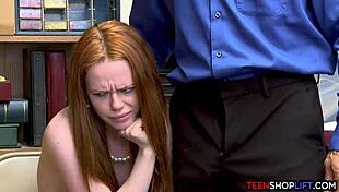 australian redhead teen caught stealing shoplifts big cock punishment