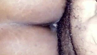 Ebony wife cheats with quick pussy fuck and hot cum finish