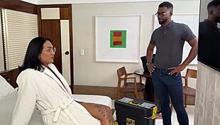 Hotel tech fixes tv then rams 23cm up my ass