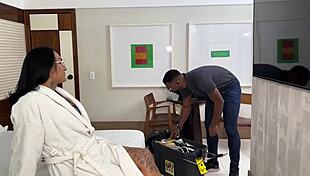 Hotel tech fixes tv then rams 23cm up my ass