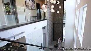 stepcousin sneaks into bathroom for big cock welcome fuck ride