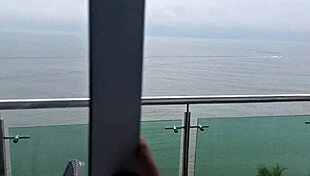 naughty stepdaughter rubs her big natural tits and pussy seaside chasing real orgasm.