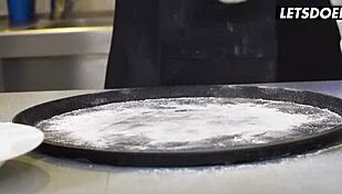 stepmom miss jackson sneaks to pizzeria for mmf with two monster cocks doggystyle and anal riding