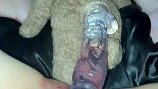 saudi virgin teen's first huge glass dildo pussy stretch