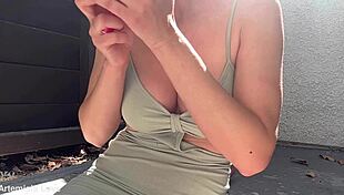 big nipple milf smokes outdoors in public european fetish slow motion tit show