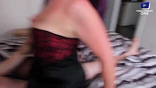 Curvy Canadian BBW cougar with huge natural tits gets fucked hard in lingerie before her cuckold husband