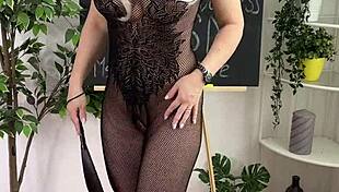 curvy teacher in glasses and heels teases bdsm lingerie look