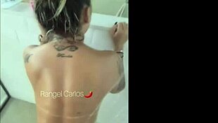 Curvy homemade Latina oils up huge ass and pussy for play