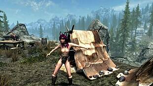 in summertime skyrim, she sways into a hypnotic 3d dance routine
