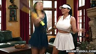 Kimmy Kimm Begs Stepmom Romi Rain for Naughty Tennis Outfit Pussy Play