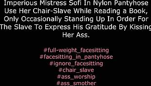 mistress sofi sits full weight on face in nylons ignoring him completely