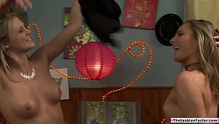 18+ teen babe rips clothes and licks milf roommate's pussy in lesbian dorm frenzy