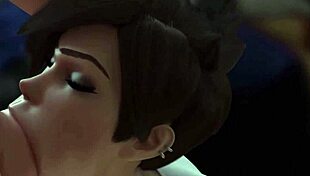 d.va shares friend's cock with redhead before hard fuck in overwatch 3d hentai