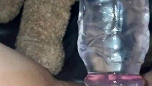 saudi virgin teen's first huge glass dildo pussy stretch