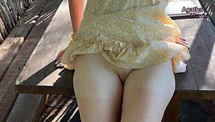 Babe Cums On Petite Wet Pussy Outdoors Nature Fuck Orgasm Public Tit Tease