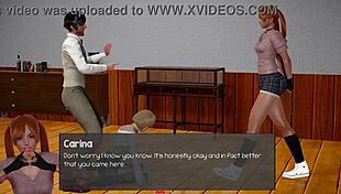 Headmaster's big tits fantasy play unfolds with golden temptation master