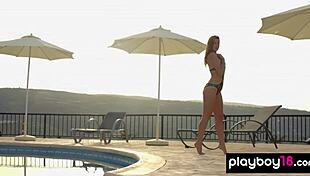 glamorous ukrainian kailena strips nude outdoors basking in sunlit playboy poses