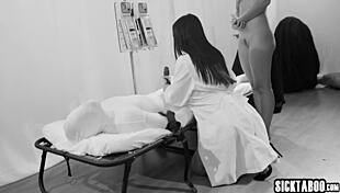 hey latina babe tries crazy experiment riding busty milf's strap-on