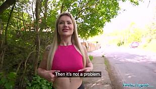 Damn french jogger babe rides my cock outdoors 😍