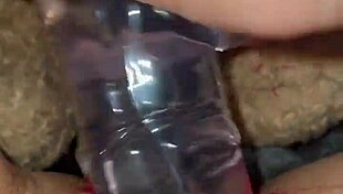 saudi virgin teen's first huge glass dildo pussy stretch