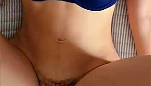 Cheating wife slips on husband's fave blue lingerie for cock
