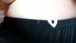 Pregnant Milf Squirts Saliva on Swollen Tits and Sensitive Nipples in Closeup