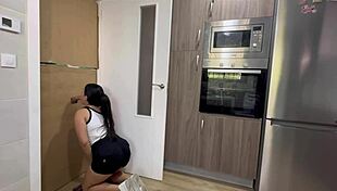 Kitchen Glory Hole Reveals Massive Cock for Cleaning Babe