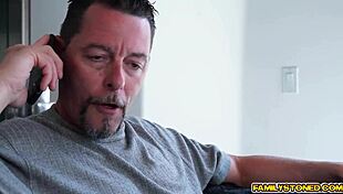 SOPHIE SATIVA GAGS ON STEPDAD'S PIERCED MONSTER COCK